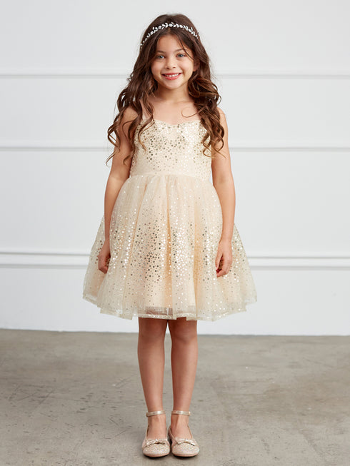 Vestido de dama de honor junior de tul con lentejuelas y correa de espagueti malva para niñas grandes 8-12